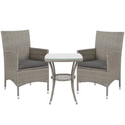 Outsunny Rattan Bistro Set Garden Chair Table Patio Outdoor, Black