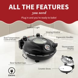 Klaif Electric Pizza Maker, 420℃, 1200 Watt, 5 Separate Temperature Levels, Flame Resistant Stone Plate 1200W 32cm