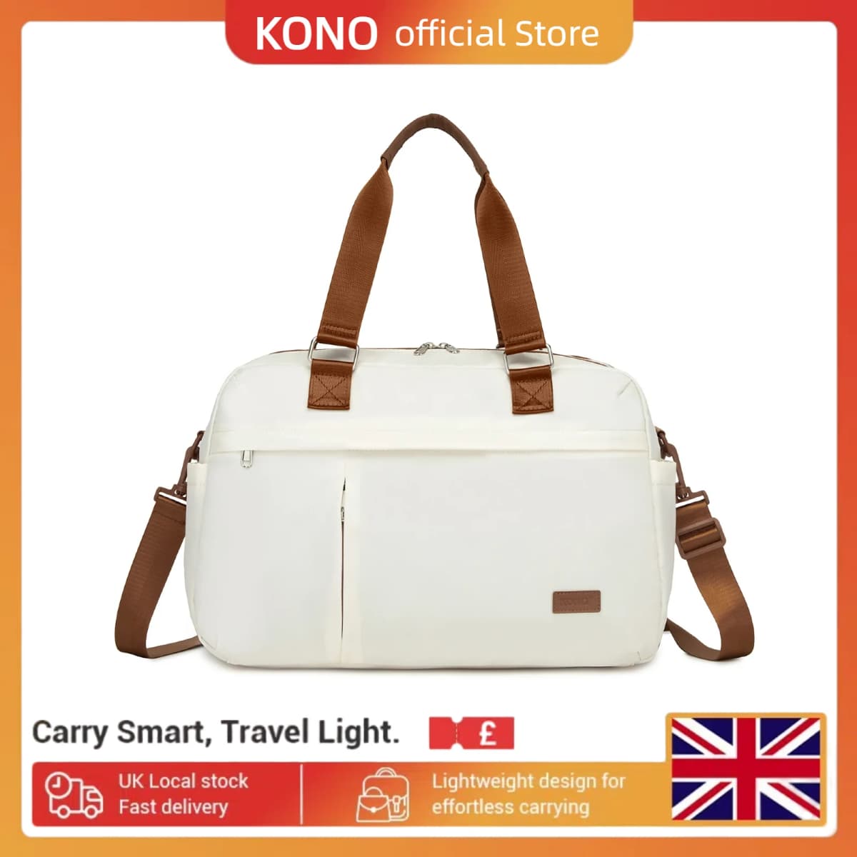 Kono 43×28×18cm Underseat Bag - EasyJet Approved Carry On Duffel with Trolley Sleeve, Travel & Weekend Bag for Women