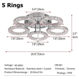 Modern Pendant Light Led Crystal Ring Ceiling Lamp Living Dining Room Chandelier Lustre Bedroom Luxury Home Decor Fixture Lumina
