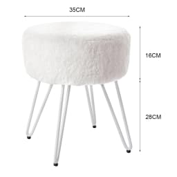 Voltsify White Round Plush Vanity Stool with Metal Legs Living Room Shoe Changing Stool Leisure Stool Furniture