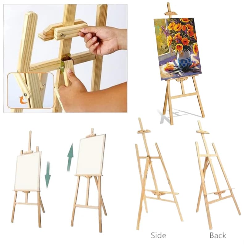 1.5M Wooden Artist Easel|Adjustable A-Frame Display|Folding Pine Wood Stand|for Wedding/Studio/Exhibition (Easy Assembly)