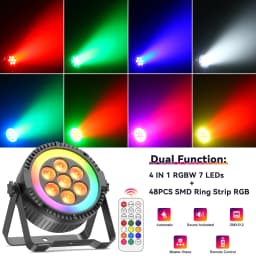 Datewink 7LEDs RGBW Par Light With Strip Stage Lighting Effect DMX Remote Control DJ Lights For Disco Dance Party Bar Wedding