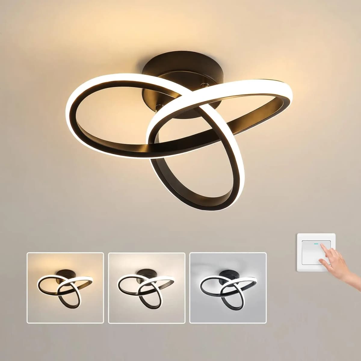 Modern LED Ceiling Light,LED Ceiling Light,20W for Bedroom,Kitchen,Living Room,Diameter 25 cm, Dimmable 3000K/4500K/6500K