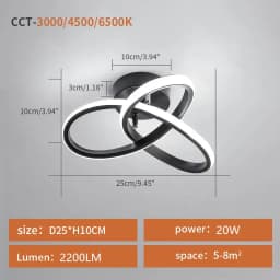 Modern LED Ceiling Light,LED Ceiling Light,20W for Bedroom,Kitchen,Living Room,Diameter 25 cm, Dimmable 3000K/4500K/6500K