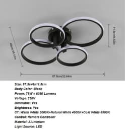 Dimmable Ceiling Lamp,Modern Round Ceiling LED Ceiling Light with Remote Control for Living Room,White 3000K-6500K
