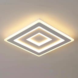 Modern Square LED Ceiling Light,28W Acrylic Lamp,White Chandelier for Bedroom, Living Room Warm Light 3000K