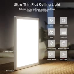Flush Mount Ceiling Light,RGB LED Smart Ceiling Light 24W 2400LM Smart Home Lighting LED Ceiling Light Dimmable Color Changing