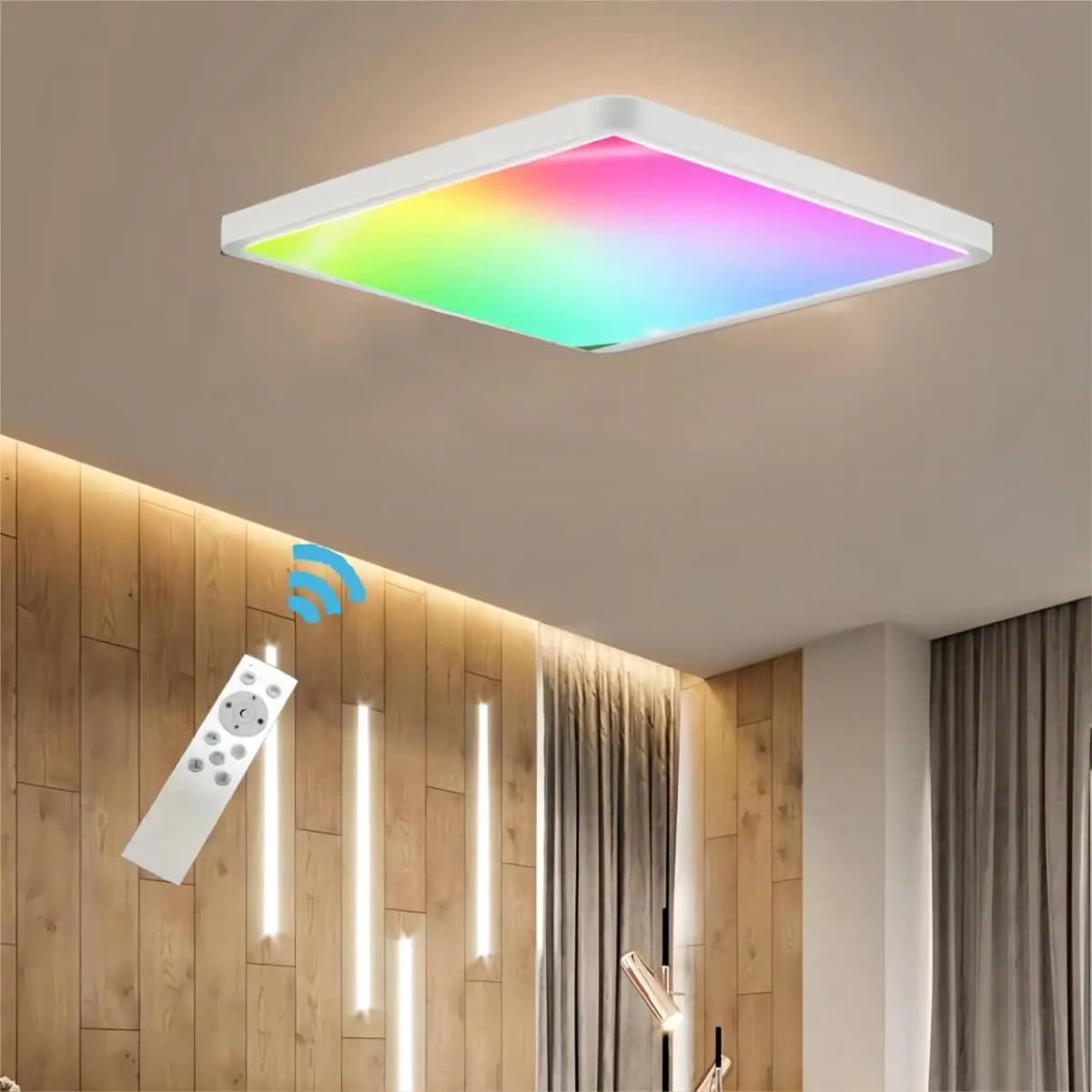 Flush Mount Ceiling Light,RGB LED Smart Ceiling Light 24W 2400LM Smart Home Lighting LED Ceiling Light Dimmable Color Changing