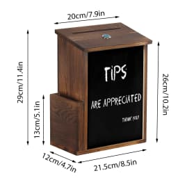 Lockable Suggestion Box Wooden Charity Donation Boxes Wall Mounted Comment Ballot Box with Lock Card Holder and Writing Board