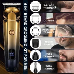 Hatteker 6-in-1 High Quality USB Chargeable Barber Waterproof Cordless Hair Trimmer Electric Cordless Professional Hair Clippers