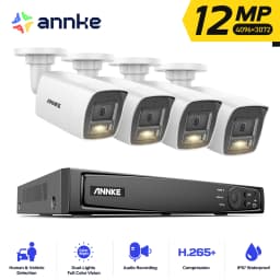 ANNKE 4K POE Video Surveillance System 8CH NVR With 8MP 12MP Security Cameras CCTV Kit Audio Recording IP Camera Two-way Audio