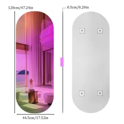 Wisfor Decorative Wall Mirror Long Oval Iridescent Mirror Full Length Rainbow Wall Hanging Accent Mirror for Bedroom Living Room