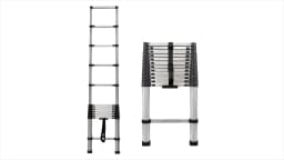 3.8M Telescopic Ladder 12.5FT Multi-Purpose Stainless Steel Extendable Sturdy Loft EN131 for Draw Wall Replace Bulb Repair Roof