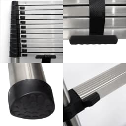 3.8M Telescopic Ladder 12.5FT Multi-Purpose Stainless Steel Extendable Sturdy Loft EN131 for Draw Wall Replace Bulb Repair Roof