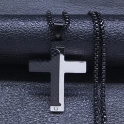 Cross Christian Church Prayer Necklace Men Stainless Steel Gold Color Bible Amulet Necklaces Jewelry colar masculino N2005S02