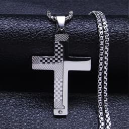 Cross Christian Church Prayer Necklace Men Stainless Steel Gold Color Bible Amulet Necklaces Jewelry colar masculino N2005S02