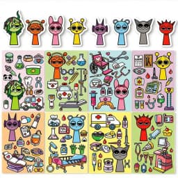 8 Sheets/Pack DIY Cartoon Game Waterproof Puzzle Stickers Cute Stress Relief Creative Educational Assembly Puzzle Toy Party Gift