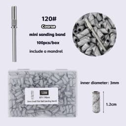 100/200PCS 3mm Nail Sanding Bands Set with Mandrel - 80/120/180/240 Grit Sandpaper For Nail Drill Bit Manicure Pedicure Salon