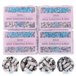 100/200PCS 3mm Nail Sanding Bands Set with Mandrel - 80/120/180/240 Grit Sandpaper For Nail Drill Bit Manicure Pedicure Salon