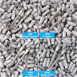 100/200PCS 3mm Nail Sanding Bands Set with Mandrel - 80/120/180/240 Grit Sandpaper For Nail Drill Bit Manicure Pedicure Salon