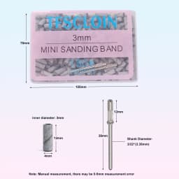 100/200PCS 3mm Nail Sanding Bands Set with Mandrel - 80/120/180/240 Grit Sandpaper For Nail Drill Bit Manicure Pedicure Salon