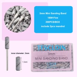 100/200PCS 3mm Nail Sanding Bands Set with Mandrel - 80/120/180/240 Grit Sandpaper For Nail Drill Bit Manicure Pedicure Salon
