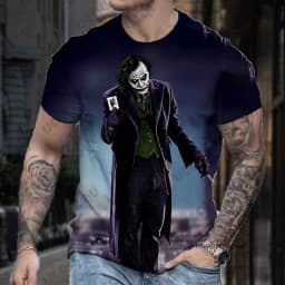 2026 New Classic DC Comic Joker 3D Print Men's T-shirt Summer Short Sleeve Clown Tees Vintage Male Clothes Casual Oversized Tops