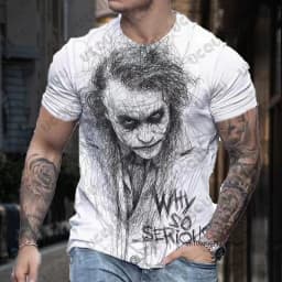 2026 New Classic DC Comic Joker 3D Print Men's T-shirt Summer Short Sleeve Clown Tees Vintage Male Clothes Casual Oversized Tops