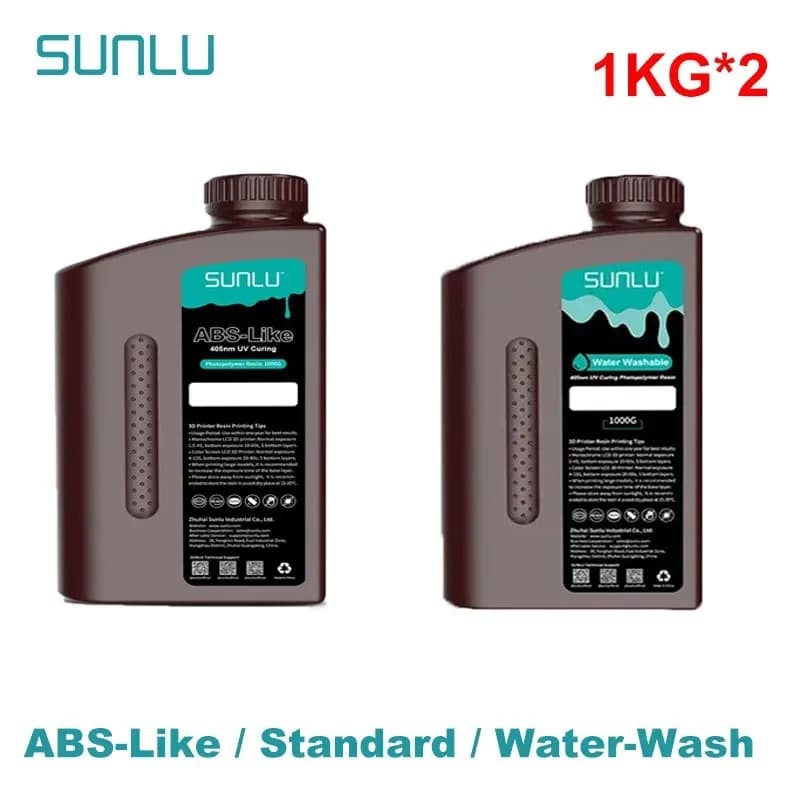 SUNLU 2KG ABS-Like/ Standard / Water-Wash 3D Resin 405nm UV Resin For Most SLA/DLP/LCD 3D Printer Material UV Sensitive 1kg