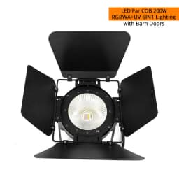 SHEHDS LED Par COB 200W Cool Warm/RGBW+UV 6in1 Light DMX512 LED Lamp Stage Lighting Concert Productions With Barn Doors