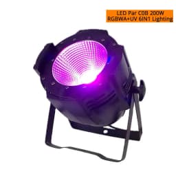 SHEHDS LED Par COB 200W Cool Warm/RGBW+UV 6in1 Light DMX512 LED Lamp Stage Lighting Concert Productions With Barn Doors
