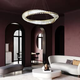 Ring Led Hanging Light Pendant Lamp Luxury Gold Copper New Chandelier Lustre Ceiling Lamp Living Dining Room Home Decor Fixture
