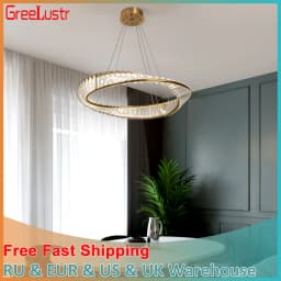 Ring Led Hanging Light Pendant Lamp Luxury Gold Copper New Chandelier Lustre Ceiling Lamp Living Dining Room Home Decor Fixture