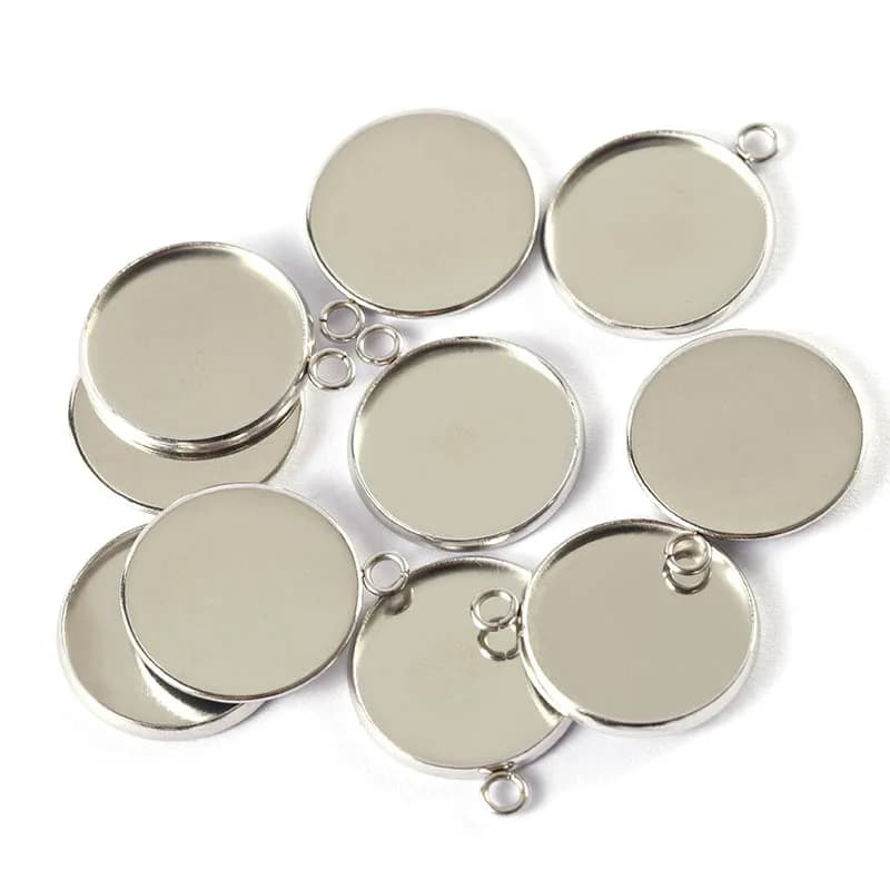 20pcs 14/20/25mm Stainless Steel Cabochon Base Cameo Settings Charms Pendant DIY Blank Tray