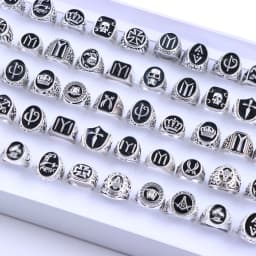 20Pcs/Lot Retro Punk Gothic Enamel Oil Drop Square Rings for Men Women Vintage Jewelry Accessories Party Gifts Mix Style