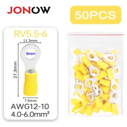 50PCS Ring Crimp Terminals Electrical Wire Connectors M4/M5/M6 Insulation Ferrule Lugs Quick Splice Cables For Connection Screw