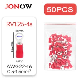 50PCS Ring Crimp Terminals Electrical Wire Connectors M4/M5/M6 Insulation Ferrule Lugs Quick Splice Cables For Connection Screw