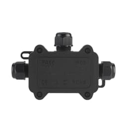 IP68 Outdoor Waterproof Junction Box – Black, 3 Way Mini Connector Box with PC Plastic and Terminal, Designed for Buried Wires