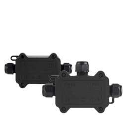 IP68 Outdoor Waterproof Junction Box – Black, 3 Way Mini Connector Box with PC Plastic and Terminal, Designed for Buried Wires