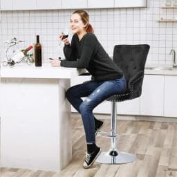 Luxury Velvet Swivel Bar Stools with Lion Knocker Upholstered Dining Chairs for Home Bar Table