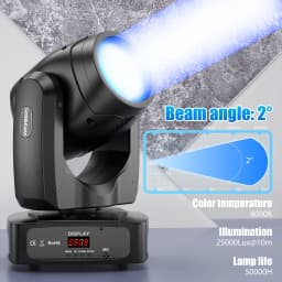 GWONG Mini 250W LED Moving Head RGBW Stage Lights With Strip Lights 18 Channels DMX 512 Voice Activation for Wedding Disco