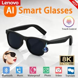 Lenovo AI Remote Control Touch Smart Glasses 8K HD Photo Camera Recording Translator Voice Assistant Music Bluetooth Sunglasses