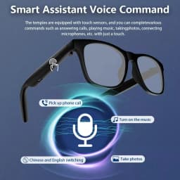 Lenovo AI Remote Control Touch Smart Glasses 8K HD Photo Camera Recording Translator Voice Assistant Music Bluetooth Sunglasses