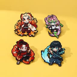4pcs Demon Slayer Anime Cosplay Brooches Cute Character Pins Clothing Backpack Lapel Badges Jewelry Accessories Gifts