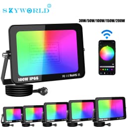 SKYWORLD APP Outdoor RGB Smart Floodlight 16 Million Colors Adjustable Color Temperature Wireless Connectivity Courtyard Lights