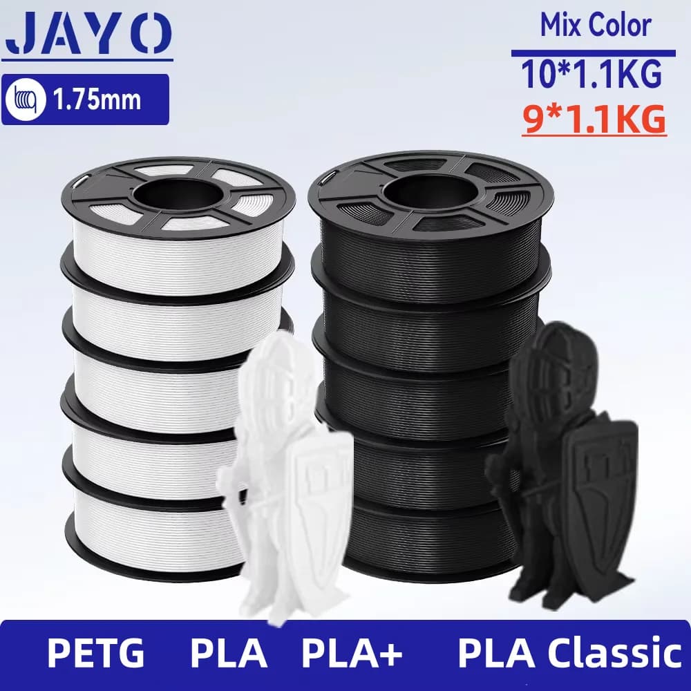 JAYO 9/10 Rolls 3D PETG/PLA/PLA PLUS Printer Filament 1.75mm 100% No Bubble Non-Toxic 3D Printing Materials for 3D Printer& Pen