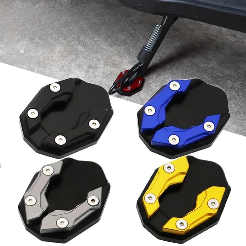 SEAMETAL Aluminum Motorcycle Side Stand Pad Universal Enlarger Foot Extension Kickstand Support Plate for Motorbike Modification