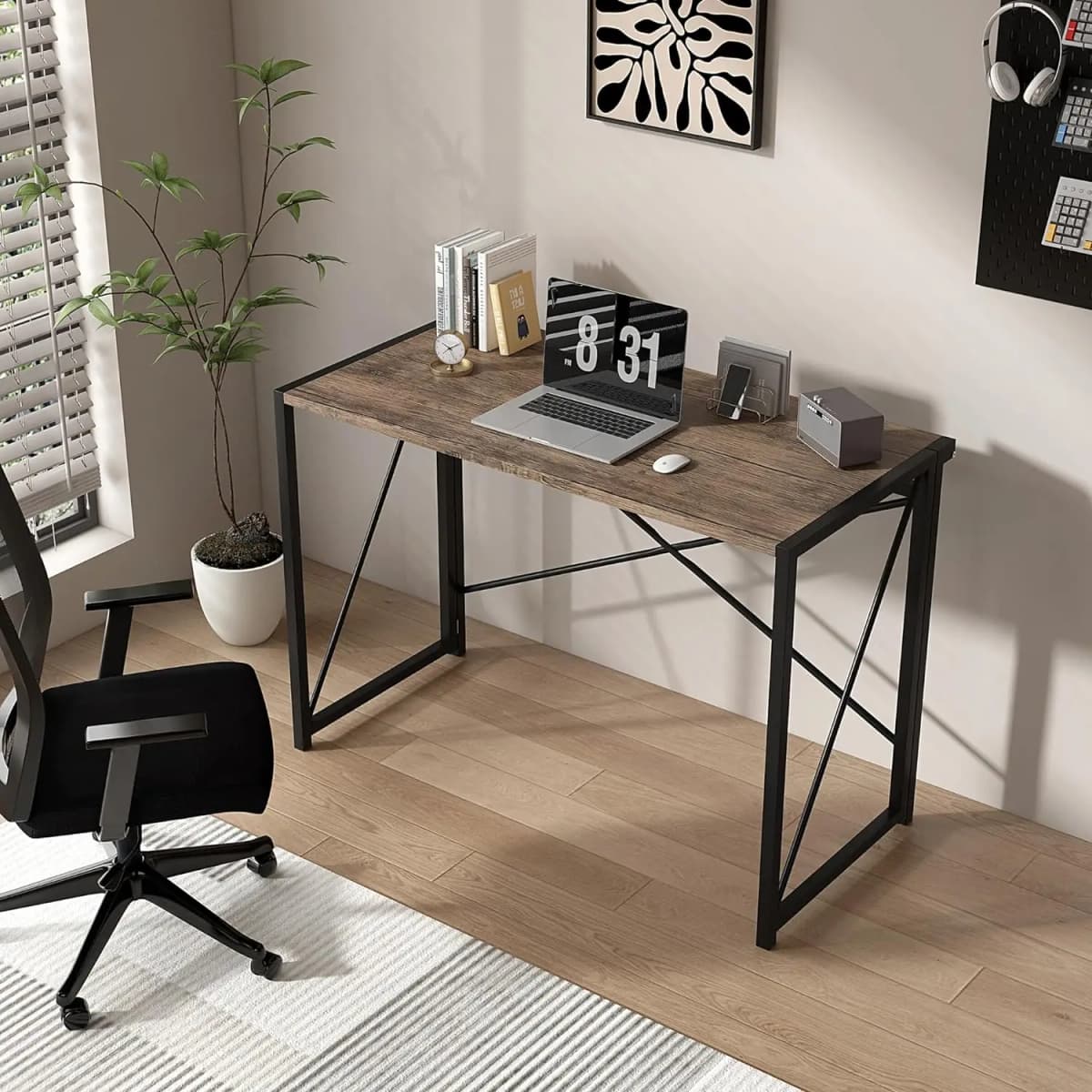 mcc direct Folding Desk Workstation Foldable Computer Desk for Office Home Study Writing Table No Assembly Miami
