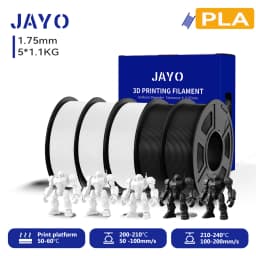JAYO 3D PETG/PLA/PLA PLUS Filament 1.75mm PLA Filament 5 Rolls For Bambu FDM 3D Printer Neatly Wound 3D Printing Material for 3d